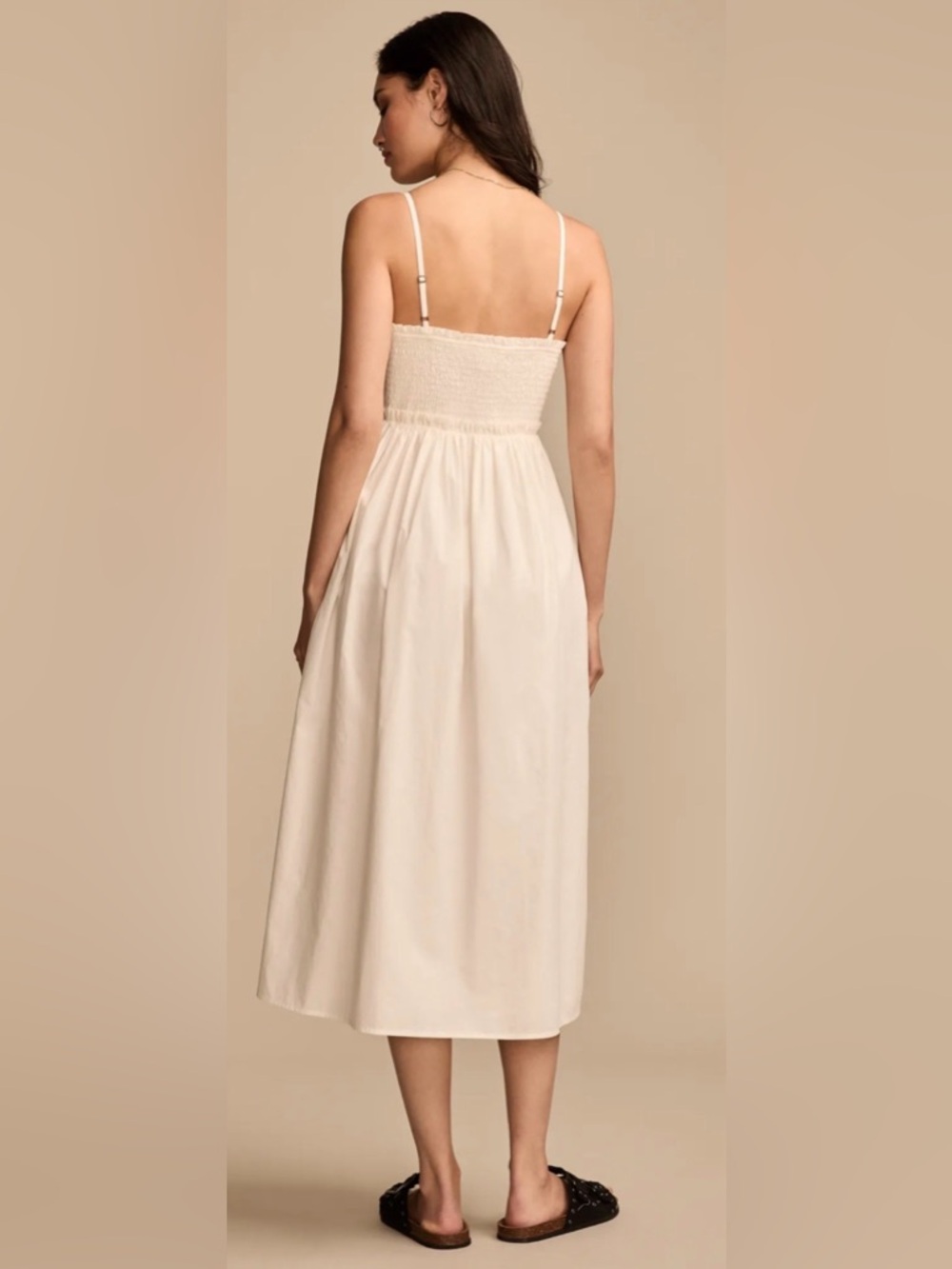 Lucky Brand White Corset Poplin Midi Dress Size Large - Picture 2 of 8